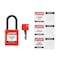 Brady Padlock, Keyed Different, Nylon, Red, 1 1/2 in Shackle Height, 1 1/2 in Body Width, 12 No. of Keys Y6083286 - alternate 1