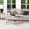 Homeroots 32" Gold Glass And Steel Square Coffee Table With Shelf 520951 - alternate 9