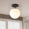 Jonathan Y Marcel Bistro 7.75" 1-Light Bohemian Farmhouse Iron/Frosted Glass LED Semi Flush Mount, Black/White JYL7499C - alternate 9