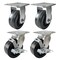 Hyw Products Heavy Duty Caster Set 5in Phenolic Wheels, 2 Rigid & 2 Swivel with Brake, 4PK 40-50R-A1-PH-2,40-50S-A1-PH-TB-2 - alternate 1