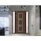 Vdomdoors Front Exterior Prehung Metal-Plastic Door, Manux 8661 Walnut, 2 Side Sidelite Transoms, Office Comm MANUX8661EXD-WLN-W14+36+14xH80-RH - alternate 1