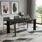 Homeroots 78" Black Solid Wood Oval Dining Table 712174 - alternate 7