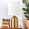 Homeroots 13" Gold Metal Cylinder Table Lamp With White Drum Shade 546120 - alternate 6