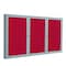Ghent 3 Door Enclosed Fabric Bulletin Board, Satin Aluminum Frame, 3'H x 6'W, Red PA33672F-98 - alternate 1