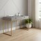 Homeroots 45" Gray and Gold Wood and Stainless Steel Writing Desk With Two Drawers 543809 - alternate 7