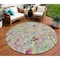 Homeroots 8' Gray Fern Green And Artichoke Green Round Paisley Washable Indoor Outdoor Area Rug 588614 - alternate 1