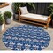 Homeroots 8' Navy Blue And Ivory Round Moroccan Washable Indoor Outdoor Area Rug 594336 - alternate 1