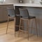 Homeroots Set of Two 29" Dark Gray and Walnut Faux Leather and Steel Low Back Counter Height Bar Chairs, 2PK 555689 - alternate 5