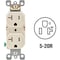 Leviton 20A Light Almond Tamper Resistant Residential Grade 5-20R Duplex Outlet R56-T5820-0TS - alternate 1
