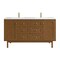 James Martin Vanities Laurent 60" Dbl Vanity, Honey Oak w/ Sgl Hole 3 CM White Zeus Silestone Top and Matching Backsplash 545-V60D-HNO-1WZ - alternate 1
