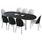Leisuremod 82.7 in W, 29.5 in L, Manufactured Wood/Steel/PU Leather, Black/White TT84-CBL18-W - alternate 1