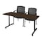 Regency Kobe T-Base Training Seminar Table W/ 2 Knight Mesh Chairs, 72 in W, 24 in L, Neo Walnut MKTRCT7224NW56CBK - alternate 1