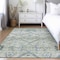 Homeroots 5' X 8' Artichoke Green Denim Blue And Silver Floral Washable Indoor Outdoor Area Rug 588853 - alternate 9