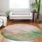 Homeroots 8' Pink And Green Round Abstract Washable Indoor Outdoor Area Rug 604817 - alternate 8