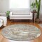 Homeroots 8' Beige Pink And Blue Round Abstract Washable Indoor Outdoor Area Rug 602613 - alternate 9