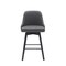 Homeroots 26" Gray and Black Faux Leather with Solid Wood Swivel Counter Height Bar Chair 534478 - alternate 7