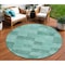 Homeroots 8' Blue And Aqua Round Geometric Washable Indoor Outdoor Area Rug 604895 - alternate 1