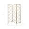 Homeroots 71" Gold Iron Folding Three Panel Screen Room Divider 379901 - alternate 5