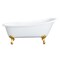 Kingston Brass 67" Cast Iron Oval Single Slipper Clawfoot Tub, No Faucet Drillings, White/Brushed Brass VCTND673122ZB7 - alternate 1