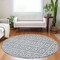 Homeroots 8' Gray And Ivory Round Geometric Washable Indoor Outdoor Area Rug 613773 - alternate 8