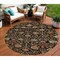 Homeroots 8' Black Brown And Red Round Floral Washable Indoor Outdoor Area Rug 603403 - alternate 1