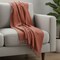 Homeroots 50" X 60" Burnt Orange Cotton Knitted Striped Throw Blanket with Tassels 518780 - alternate 4