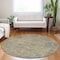 Homeroots 8' Green Teal Blue And Mauve Round Floral Medallion Washable Indoor Outdoor Area Rug 616618 - alternate 6