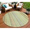 Homeroots 8' Sage Brown And Sky Blue Round Striped Washable Indoor Outdoor Area Rug 614949 - alternate 1