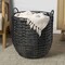 Happimess Laurel 19.49in Bohemian Hand-Woven Abaca Hamper Basket with Handles, Black BSK1003C - alternate 1