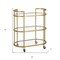 Homeroots Brass Steel And Glass Oval Rolling Bar Cart 530454 - alternate 7