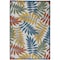 Homeroots 6' X 9' Ivory Blue Orange And Green Botanical Leaves Indoor Outdoor Area Rug 546683 - alternate 1