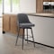 Homeroots 30" Gray and Black Faux Leather with Solid Wood Swivel Bar Height Bar Chair 534482 - alternate 8