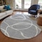 Homeroots 8' Gray And Ivory Round Abstract Washable Indoor Outdoor Area Rug 597483 - alternate 8
