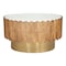 Homeroots 31" Gold Natural And White Iron Wood And Faux Marble Round Block Coffee Table 565069 - alternate 8