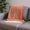 Homeroots 55" X 70" Terra Cotta White Herringbone Cotton Blend J Throw Blanket with Tassels Embroidery 680601 - alternate 5