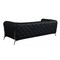 Homeroots 93" Black Italian Leather Chesterfield Sofa With Silver Legs 476526 - alternate 7