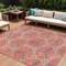 Homeroots 8' X 10' Coral And Taupe Geometric Washable Indoor Outdoor Area Rug 613491 - alternate 1