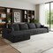 Homeroots 135" Black Corduroy Modular Compression Foam Sofa With Toss Pillows 712967 - alternate 5