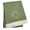 Homeroots 55" X 70" Moss Green White Herringbone Cotton Blend C Initial Throw Blanket with Tassels Embroidery 680593 - alternate 3