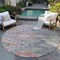 Homeroots 8' Gray And Terra Cotta Round Southwestern Washable Indoor Outdoor Area Rug 603547 - alternate 8