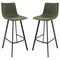 Leisuremod Elland Modern Upholstered Leather Bar Stool with Iron Legs and Footrest, Olive Green, 2PK ES29G2 - alternate 1