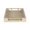 Homeroots 16in Cream Wood and Vinyl Faux Shagreen Serving Tray With Gold Handles 518597 - alternate 6
