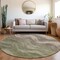 Homeroots 8' Green And Taupe Round Abstract Washable Indoor Outdoor Area Rug 618168 - alternate 8