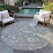 Homeroots 8' Gray Blue And Green Round Floral Washable Indoor Outdoor Area Rug 597814 - alternate 7