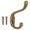 Prosource Coat and Hat Hook, 22 lb, 2-Hook, 1-1/64 in Opening, Zinc, Antique Brass H6271007AB-PS - alternate 1
