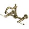 Kingston Brass Two-Handle Wall Mount Bridge Kitchen Faucet, Antique Brass KS1263BPL - alternate 1