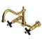 Kingston Brass Two-Handle Wall Mount Bridge Kitchen Faucet, Brushed Brass KS1247PKX - alternate 1