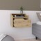 Homeroots 13" Beige Wood One Drawer Floating Nightstand 543703 - alternate 8