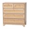 Baxton Studio Elsbeth Mid-Century Modern Oak Brown Finished Wood and Natural Rattan 5-Drawer Storage Cabinet 226-12954-ZORO - alternate 1
