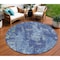 Homeroots 8' Navy Blue And Denim Blue Round Abstract Washable Indoor Outdoor Area Rug 610410 - alternate 1